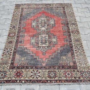 3x5 Rug,3x5 Turkish Rug,3x5 Oushak Rug,3x5 Vintage Rug,Neutral Rug,Anatolian Rug,3x5 Handmade Rug,Dorm Rug,Gift Rug,Living Room Rug,A-1379
