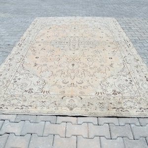 7x11 Area Rug,7x11 Turkish Rug,Faded Area Rug,7x11 Handmade Rug,Anatolian Rug,Turkish Area Rug,Oushak Carpet,Turkish Carpet,Neutral,S-2462