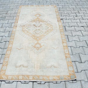 3x7 Rug,3x7 Vintage Rug,3x7 Turkish Rug,3x7 Oushak Rug,Dorm Rug,Neutral Wool Rug,3x7 Handmade Rug,Faded Rug,Muted Rug,Vintage Decor,A-1585