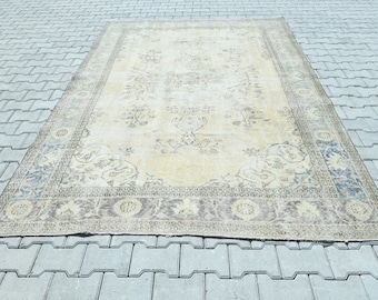 Alfombra turca de 6 x 10, alfombra de piso, alfombra Oushak de 6 x 10, alfombra vintage de 6 x 10, alfombra hecha a mano, alfombra Oushak, alfombra turca, alfombra para sala de estar, alfombra de 6 x 10, S-2279