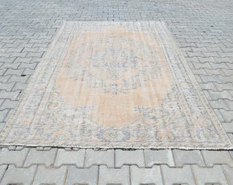 Alfombra de 6x9, Alfombra vintage de 6x9, Alfombra Oushak de 6x9, Alfombra hecha a mano, Alfombra anatolia, Alfombra para sala de estar, Alfombra turca, Alfombra para dormitorio, Alfombra descolorida, S-2400