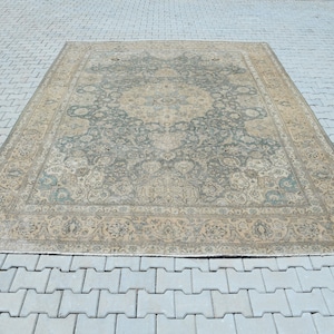 10x13 Rug,10x13 Vintage Rug,10x13 Oushak Rug,10x13 Handmade Rug,Oversize Rug,Turkish Area Rug,Oushak Handmade Rug,Living Room Rug,P-458