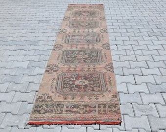 Alfombra de pasillo Oushak de 3 x 11 pulgadas, alfombra de pasillo de cocina, alfombra de pasillo turca, alfombra de lana, alfombra de 3 x 11 pulgadas, alfombra de pasillo, alfombra de pasillo vintage, alfombra de pasillo de 3 x 11 pulgadas, alfombra bohemia, M-441