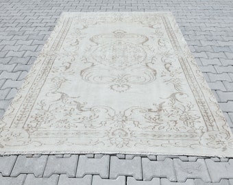 Alfombra de Anatolia,Alfombra de lana,Alfombra de dormitorio,Alfombra de 6x9,Alfombra vintage,Alfombra hecha a mano,Alfombra turca,Alfombra Oushak de 6x9,Alfombra de sala de estar,Alfombra de 6x9,N-28