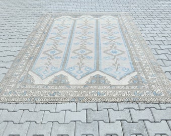6x9 Vintage Rug,6x9,Faded Rug,Blue Rug,6x9 Turkish Rug,Vintage Turkish Rug,Anatolian Area Rug,Turkey Vintage Rug,Oushak Rug,Muted Rug,A-1123