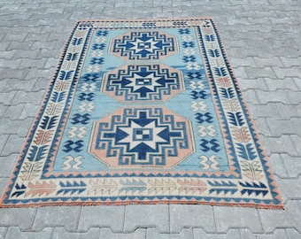 4x6,Rug For Bedroom,4x6 Vintage Rug,4x6 Oushak Rug,Living Room Rug,4x6 Area Rug,Neutral Rug,Turkish Area Rug,Soft Rug,Handmade Rug,A-1468