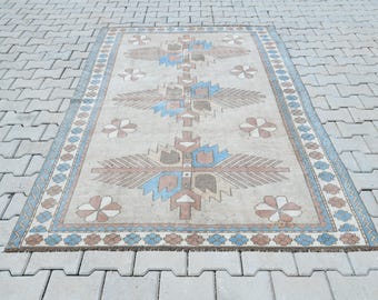 5x8 Vintage Rug, 5x8 Oushak Rug, Neutral Rug, Area Rug, Hand Knotted Rug, 5x8 Turkish Rug, 5x8 Area Rug, 5x8 Rug, Hand Made Rug, Rug, A-1222