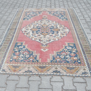 6x8 Rug,6x8 Turkish Rug,6x8 Vintage Rug,6x8 Oushak Rug,Bedroom Rug,Turkey Rug,Anatolian Rug,6x8 Handmade Rug,Faded Area Rug,Wool Area,A-1418