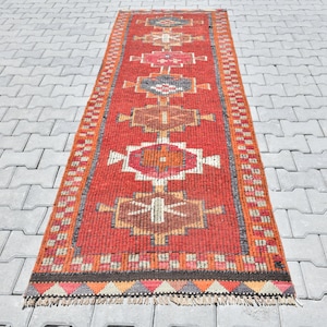 Tappeto da corridoio Herki, tappeto 3x10, tappeto Herki 3x10, tappeto da corridoio, tappeto da corridoio vintage, tappeto da corridoio Boho, tappeto da corridoio turco, tappeto da corridoio Oushak, tappeto da corridoio in lana, M-49