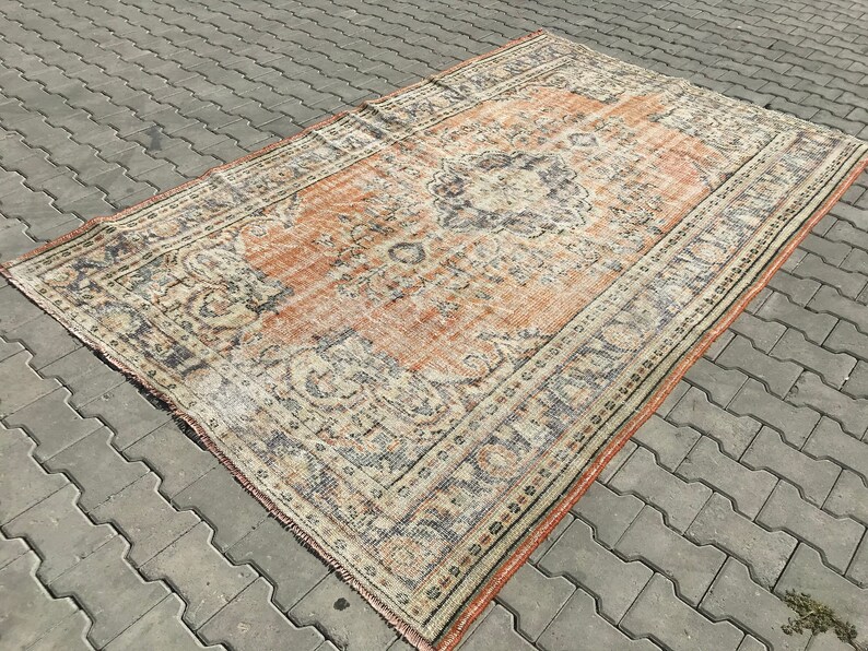 Area Rug,Vintage Turkish Rug,Turkish Carpet Turkish Vintage Carpet,Anatolian rug Turkish rug Oushak Rug,Handknoted Rug 5.9 x 9.1  ft