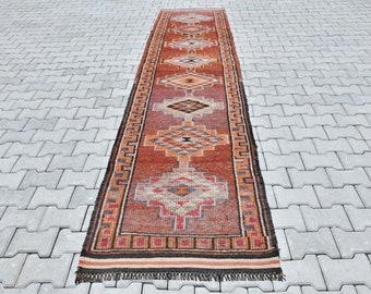 3x13 Runner Rug,Vintage Runner Rug,Oushak Runner Rug,3x13 Rug,Runner Rug,Kitchen Runner,Turkish Runner 3x13,Boho Rug,3x13 Wool Rug,M-89