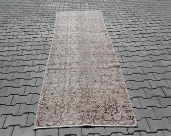 Alfombra rosa de 3 x 10 pies, alfombra de pasillo Oushak, alfombra de pasillo de 3 x 11 pies, alfombra de pasillo turca de 3 x 10 pies, alfombra de pasillo vintage, alfombras de cocina, alfombras de entrada, B-733