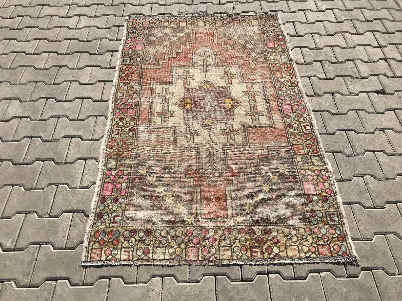 Vintage Handgemachter Teppich türkischer Oushak Teppich | Etsy