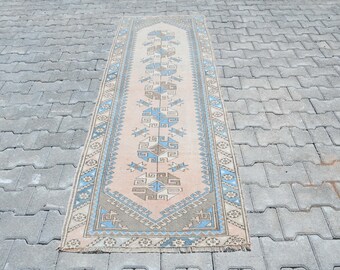 3x8 Turkish Rug,Oushak Runner Rug,Vintage Runner,Kitchen Rug,3x8 Rug,Turkish Runner Rug,Boho Rug,Wool Rug,3x8 Runner Rug,Soft Rug,B-3176