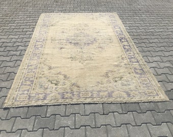 Alfombra de 6 x 9, alfombra de piso, alfombra vintage, alfombra de sala de estar, alfombra hecha a mano, alfombra Oushak de 6 x 9, alfombra turca de 6 x 9, alfombra de lana, alfombra de área de 6 x 9, alfombra de área turca, S-1064