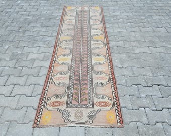Wollteppich Läufer,Oushak Teppichläufer,Vintage Teppich,Küchenteppich,Orientalischer Teppich,Boho Teppich,Türkischer Teppichläufer,Handgefertigter Teppich Läufer,B-3127