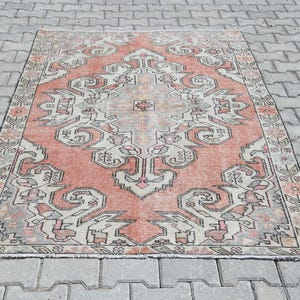 Christmas Gift Rug,Area Rug 5x7,5x7 Oushak Rug,Wool Rug,5x7 Rug,Vintage Rug 5x7,5x7 Turkish Rug,Faded Rug,Handmade Rug,Oriental Rug,A-1317