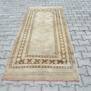 3x7 Faded Rug,3x7 Turkish Rug,3x7 Oushak Rug,3x7 Handmade Rug,3x7 Entry Rug,Anatolian Rug,Living Room Rug,Vintage Runner Rug,Wool,B-3198