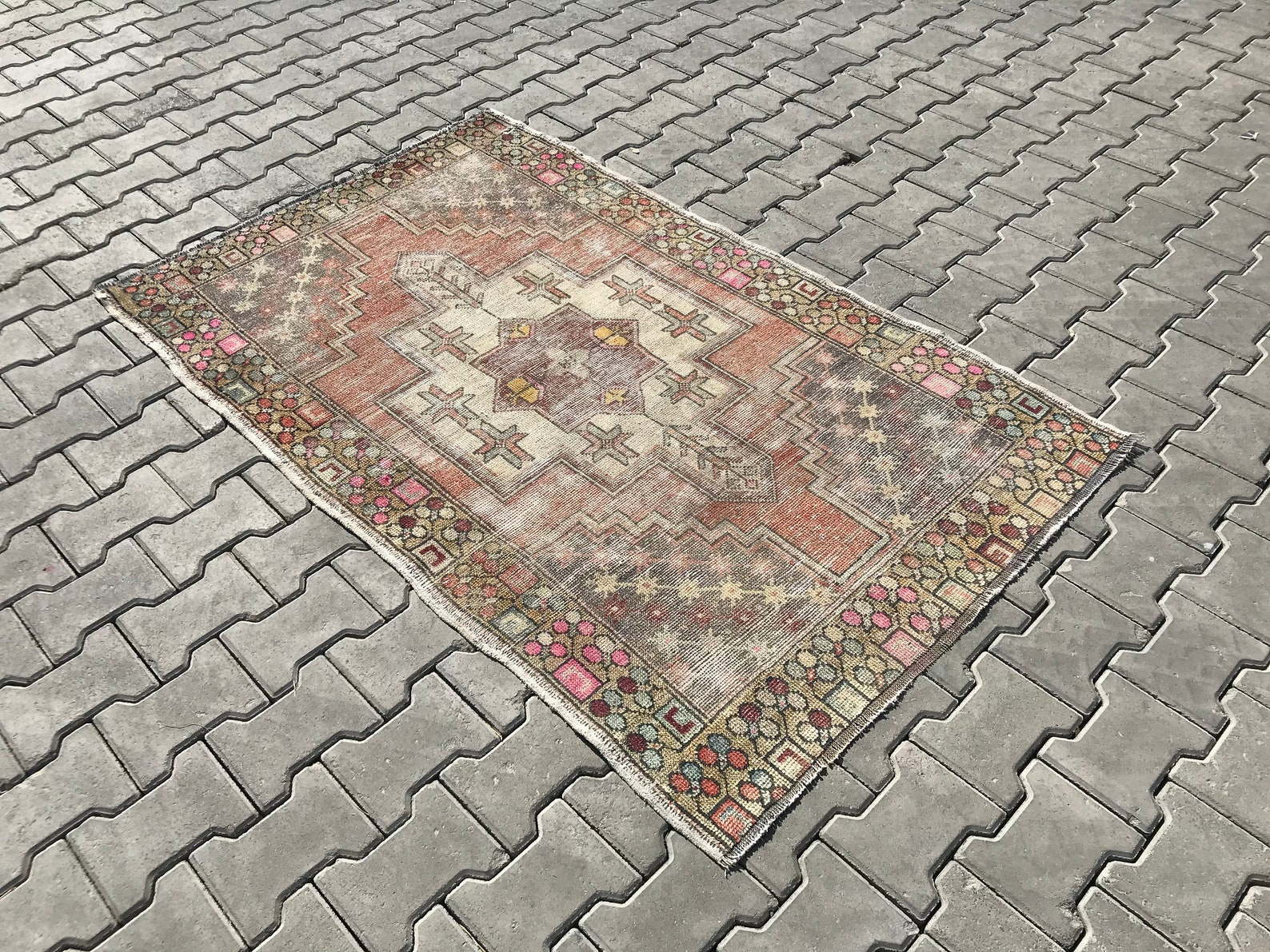 Vintage Handgemachter Teppich türkischer Oushak Teppich | Etsy