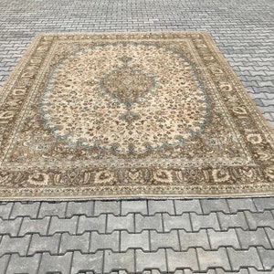 Rug For Bedroom,Living Room Rug,Persian Rug,Large Turkish Rug,Vintage Rug,Big Rug,Floor Rug,Oushak Rug,9x12 Rug,Wool Rug,9x12 Area Rug,P-234