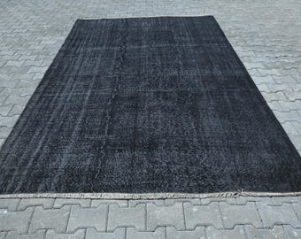 7x10 Area Rug,7x10 Turkish Rug,7x10 Oushak Rug,Bedroom Rug,Handmade Rug,Black Area Rug,Neutral Rug,Turkey Rug,Oushak Area Rug,Living,S-2579