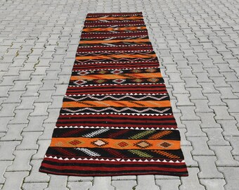 3x12ft,Oushak Kilim,Turkish Kilim,Farmhouse rug,Kilim,Organic Kilim,Handmade Kilim,Wool Rug,Turkey Kilim,Oriental Rug,Vintage Kilim,E-102