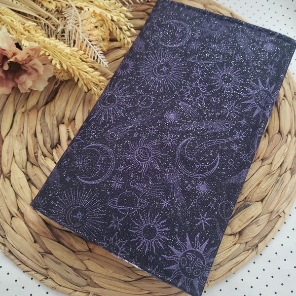Glitter Celestial Book Cover-Adjustable Book Cover-Dust Jacket-Fabric Book Cover-padded book cover-book sleeve-gift for book worm