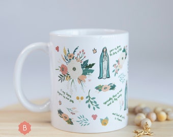 Catholic Mug, Our Lady of Fatima, Marian Mug, Hail Mary Prayer, 11oz cup, Catholic Gift,  Our Lady of Guadalupe, Lourdes