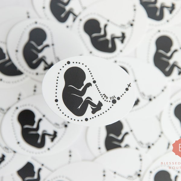 Pro Life Sticker, Catholic Vinyl Sticker, Laptop Sticker, Die Cut Sticker, Macbook Decal, Christian Sticker, Black, Child, Baby, Lettering