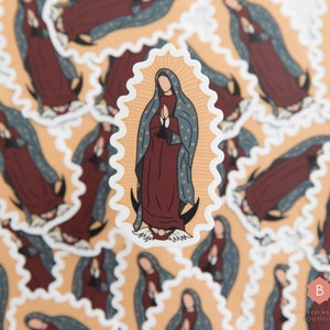Our Lady of Guadalupe Sticker, Catholic Vinyl Sticker, Laptop Sticker, Die Cut Sticker, Macbook Decal, Christian Sticker, Lettering