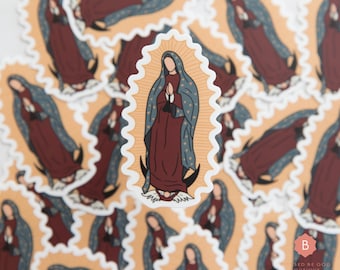 Our Lady of Guadalupe Sticker, Catholic Vinyl Sticker, Laptop Sticker, Die Cut Sticker, Macbook Decal, Christian Sticker, Lettering