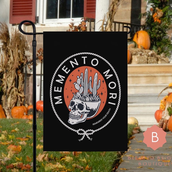 Halloween Catholic Garden Flag, Memento Mori, Outdoor Decorative Yard, Porch House Banner, Double Sided, All Hallows Eve, Pumpkins