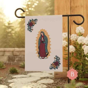 Guadalupe Catholic Garden Flag, Outdoor Decorative Yard, Porch House Banner, Double Sided, Our Lady Guadalupe, roses