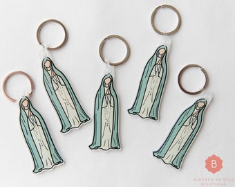 Our Lady of Fatima Acrylic Keychain Catholic, Christian Acrylic Keychain, Women's Gift, Floral, Jesus Keychain Fob, Cute Keychain, Charms