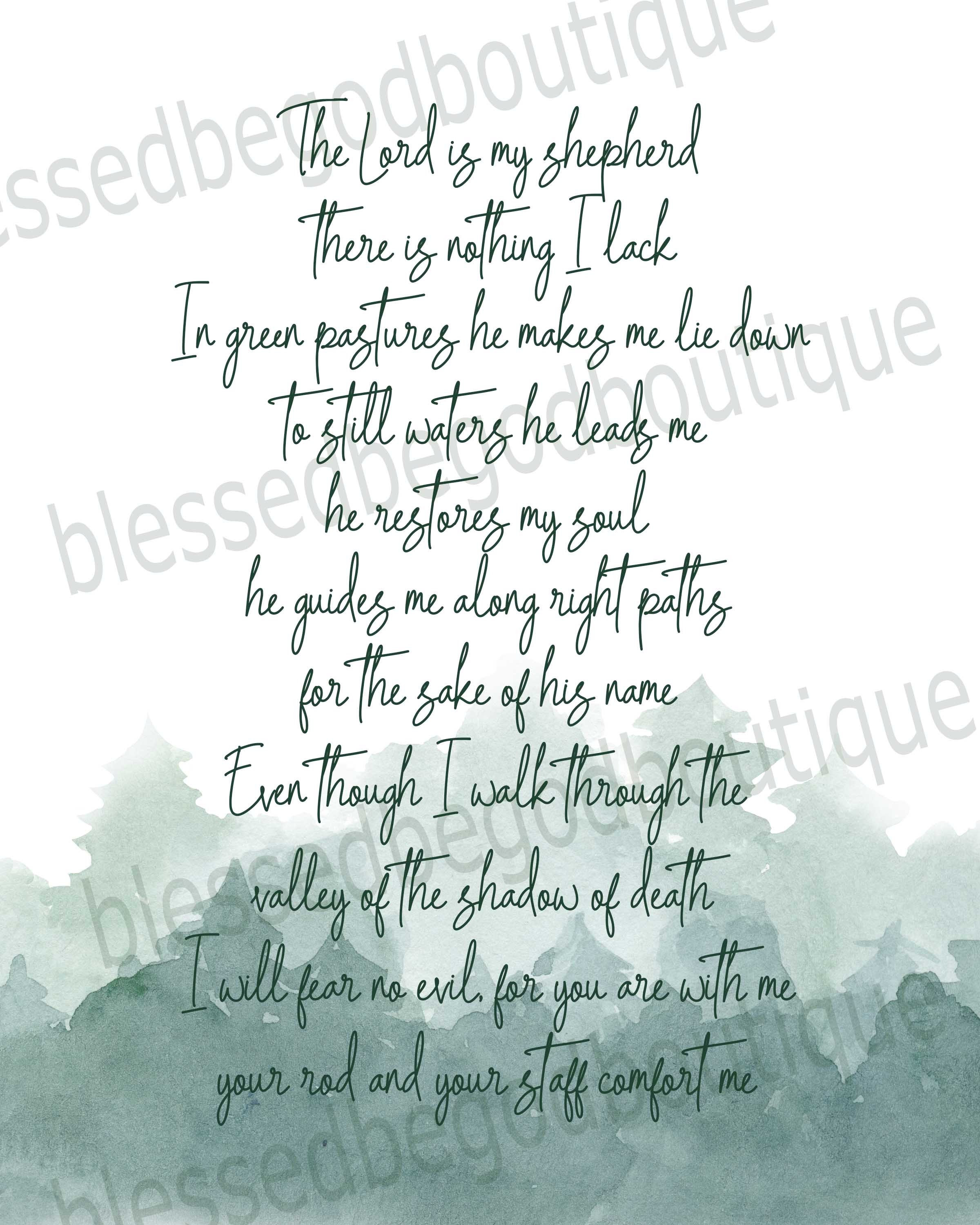 Psalm 23 Bible Print Quote Art Photo Catholic Art Christian Etsy Psalm 23 bible print quote art photo catholic art christian etsy