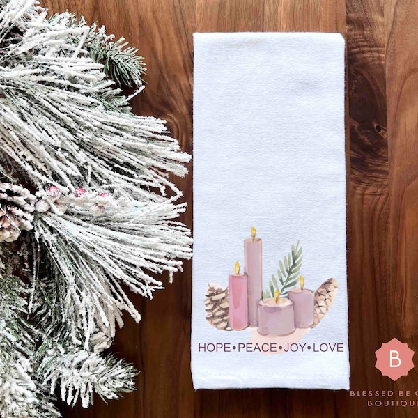 Advent Catholic Dish Towel, Tea Towel, Kitchen Decor, Advent Candles, Blessing, Christian gift, Housewarming, Flour Sack Towel