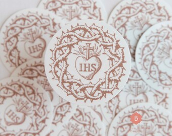 Jesus IHS Crown of Thorns Sticker, Catholic Vinyl Sticker, Laptop Sticker, Die Cut Sticker, Macbook Decal, Christian Sticker, Lettering