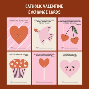 Valentinstag Katholik, Austauschkarten für Kinder, Christliche Schule Valentinstag, Klassenzimmer Valentinstag, Heiligstes Herz, Schrift, sofort Download