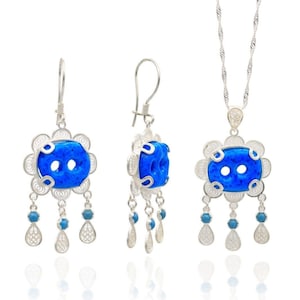 Reyyan, Hercai, Syrian, Turquoise, Assyrian Necklace and Earring Double Set