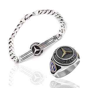 Mercedes-Benz Model 925 Sterling Silver Ring and Bracelet Combination 201022362