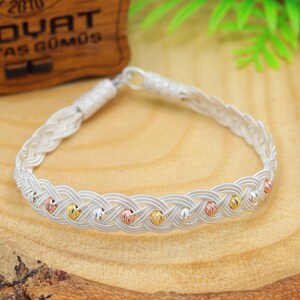 1000 Sterling Silver Kazaziye Bracelet 201022322, Handmade Bracelet Jewelry Made of 1000 Sterling Silver