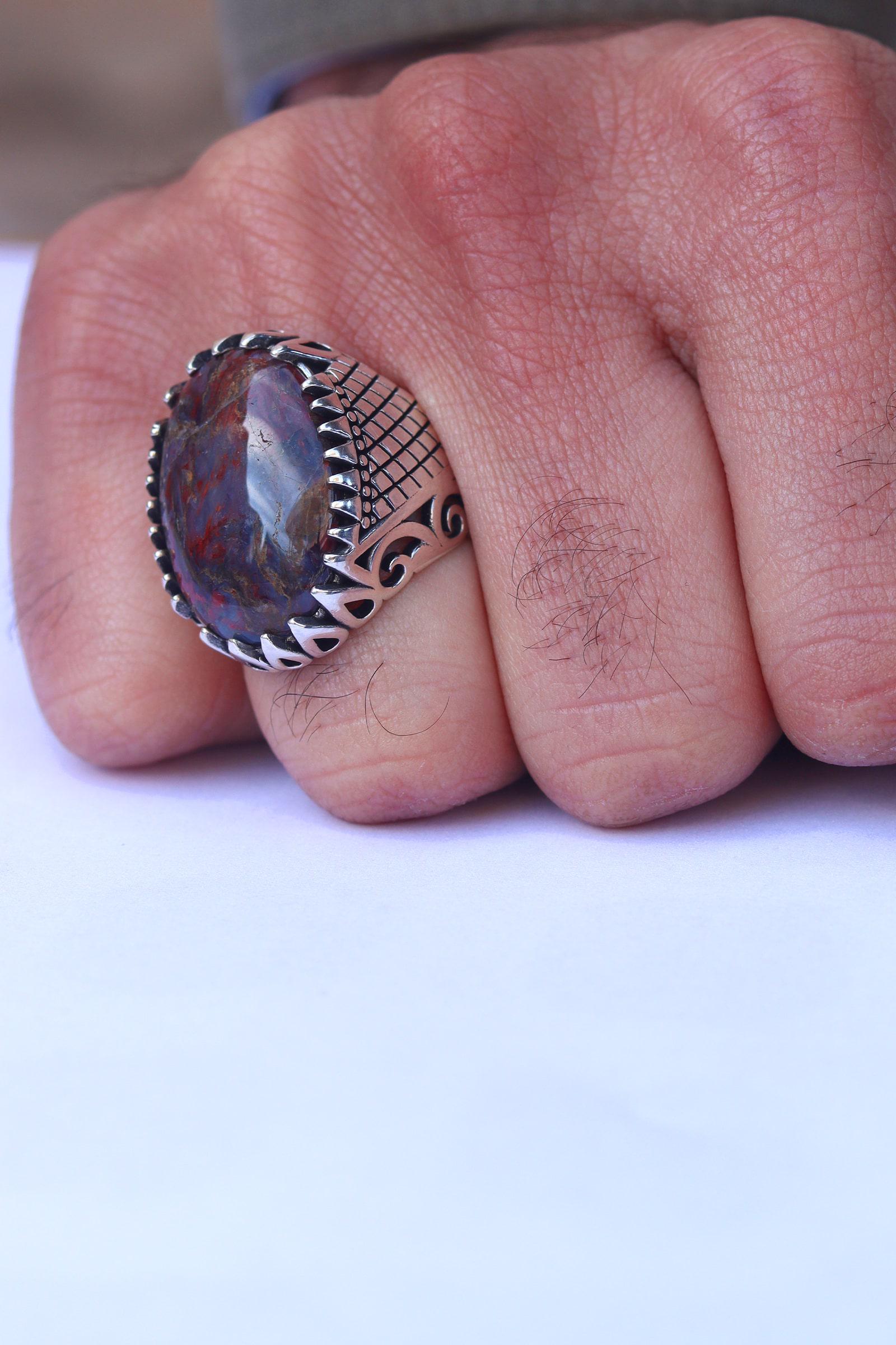 Anillo de plata de ley 925 con diseño de diamante y piedra solar para hombre 201023794