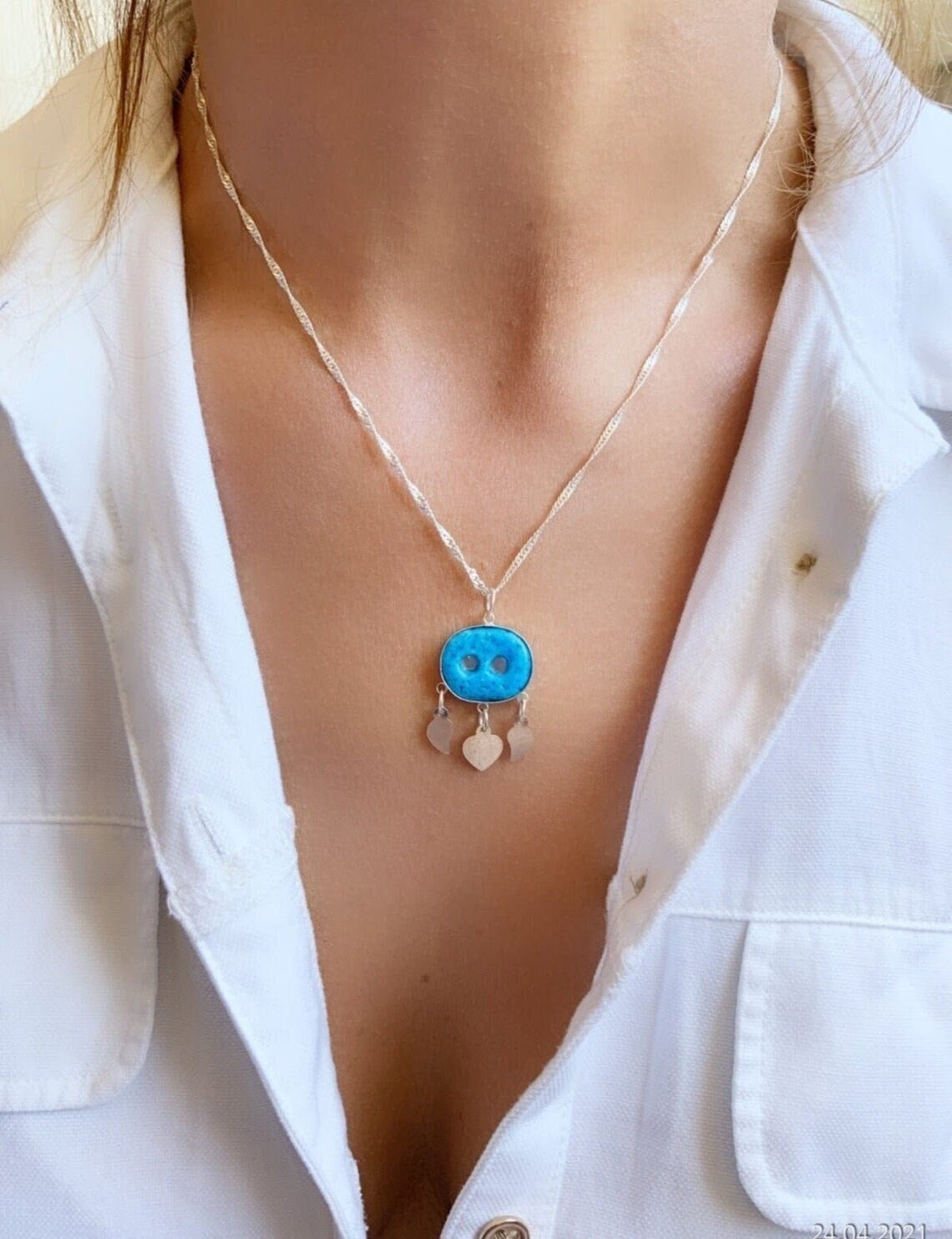 Reyyan Necklace, Hercai Necklace, Syrian Necklace, Turquoise Necklace, Assyrian Necklace, Evil Eyes Necklace Midyat