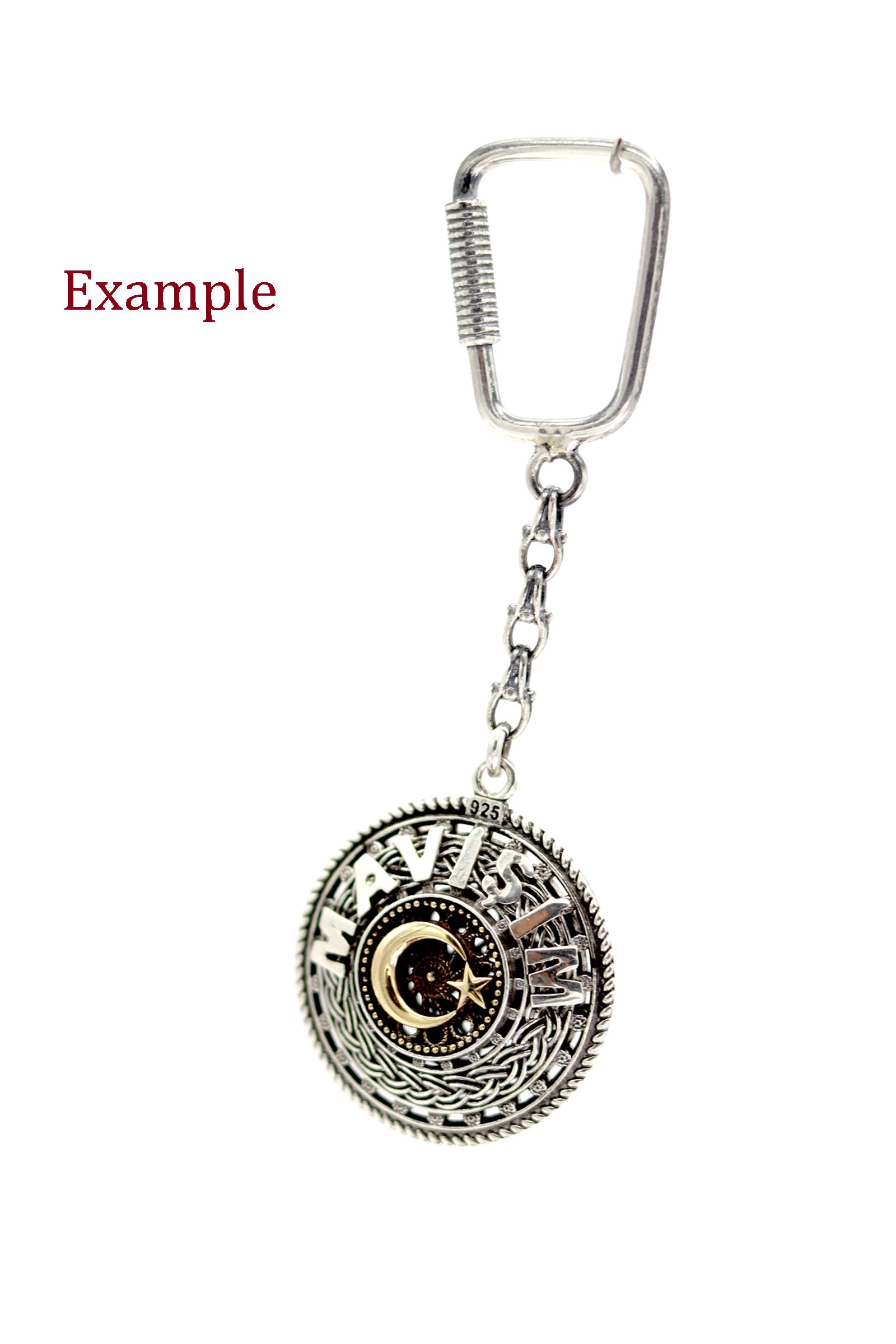 Filigree Keychain Made of 925 Sterling Silver, Handmade Key Holder