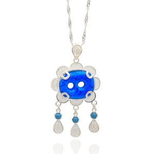 Filigraan handgemaakte Reyyan-ketting, Hercai-ketting, Syrische ketting, turquoise ketting, Assyrisch