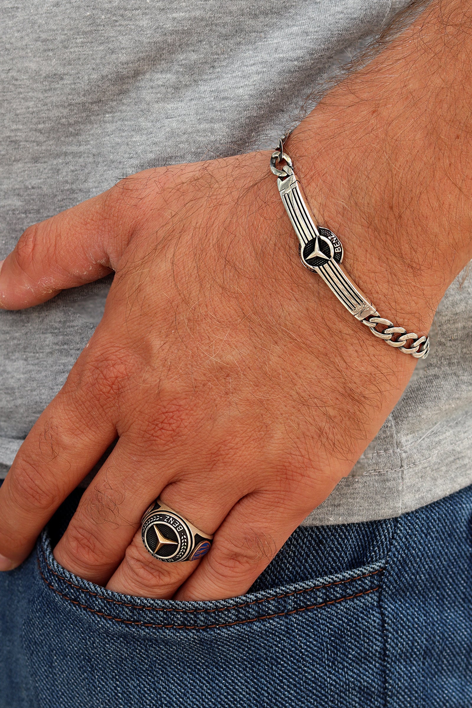 Mercedes-benz Model 925 Sterling Silver Ring and Bracelet
