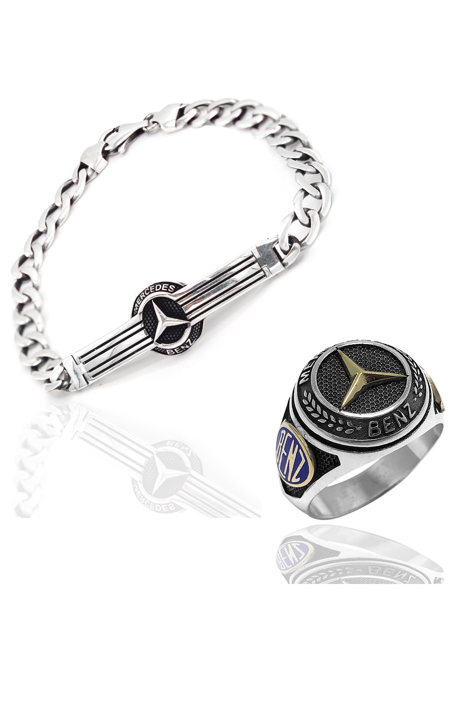 Mercedes-Benz Armreif Kristall S ブレスレット Mercedes-benz Model 925 Sterling Silver Ring and Bracelet