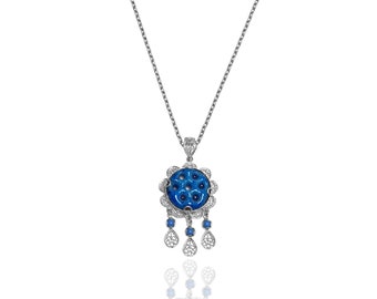 Filigree Handcrafted Silver Syriac Evil Eye Bead for women, mom gifts, gifts lover, gifts for her