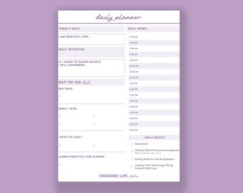 Mindset First Daily Planner Printable PDF - One Page