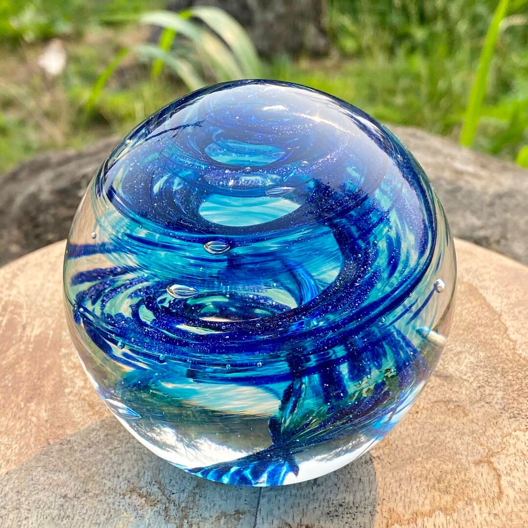 Glass Artpaperweightinfinity Staircaseblue Sparklecustomizablepet